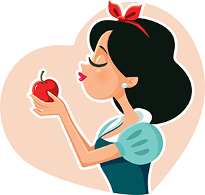 snow white and a red apple
