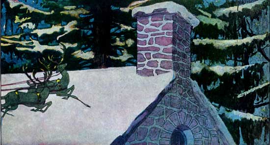 Christmas chimney at night