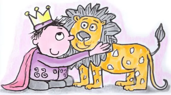 Prince Bertie hugs a lion