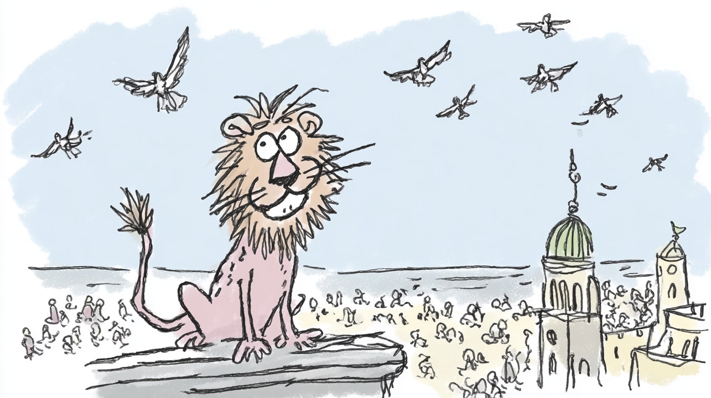 Lion on roof of palace