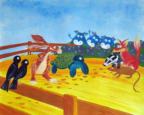 Hare and Tortoise Start Race