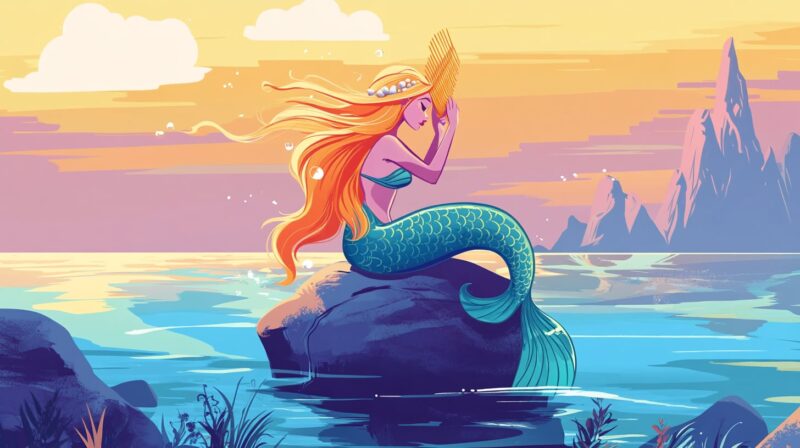 mermaid combing hair