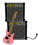 Pink Electric Guitar and Amp