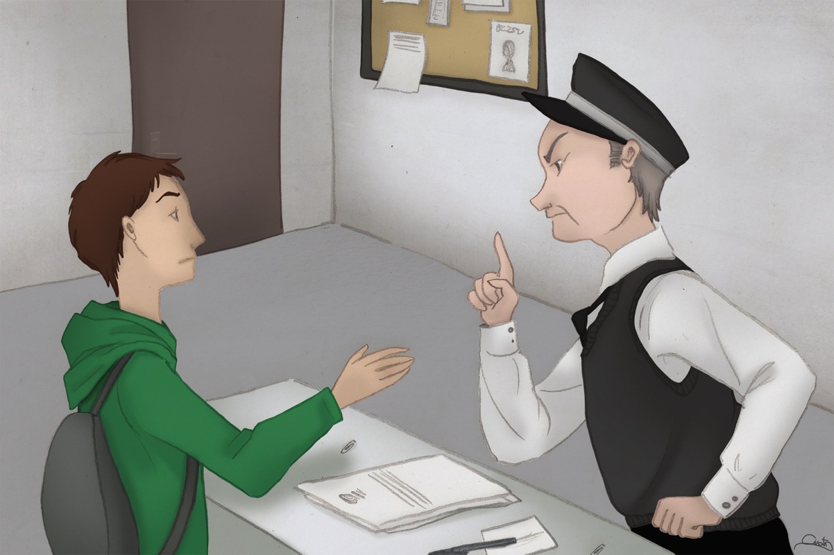 Basil at the police station