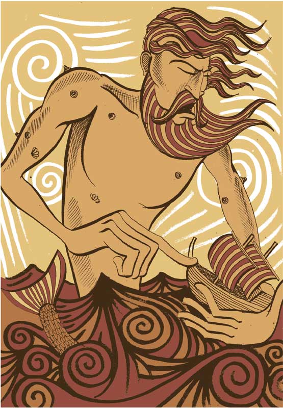 Glaucus shakes the Argo and the Argonauts by Nick Hayes