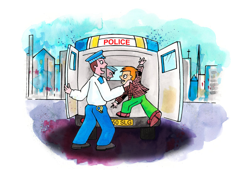 Policeman bundles Prince Bertie in to van