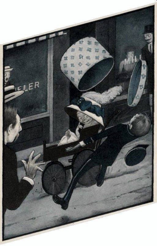 A Lad was rushing with a Hat Some Lady had been buying—