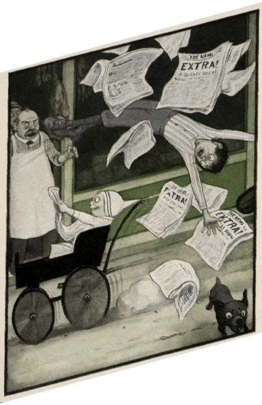 A Lad was rushing with a Hat Some Lady had been buying—