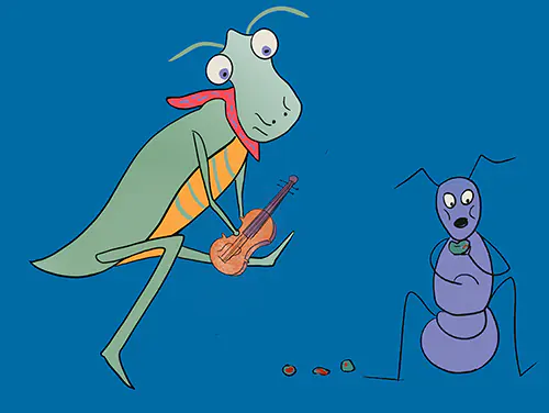 grasshopper begs ant