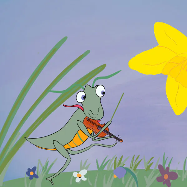Grasshopper playing fiddle