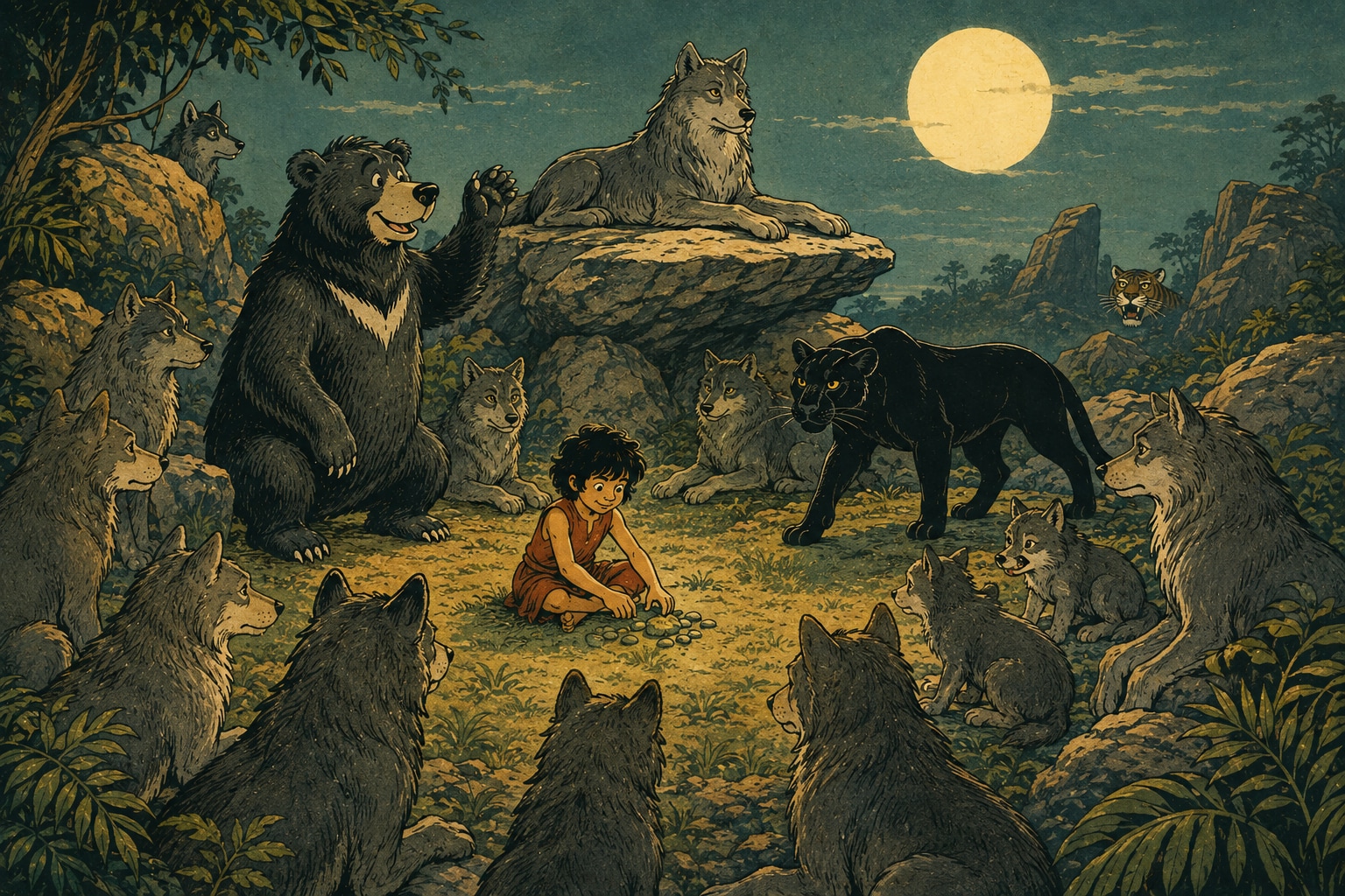 Mowgli and wolves