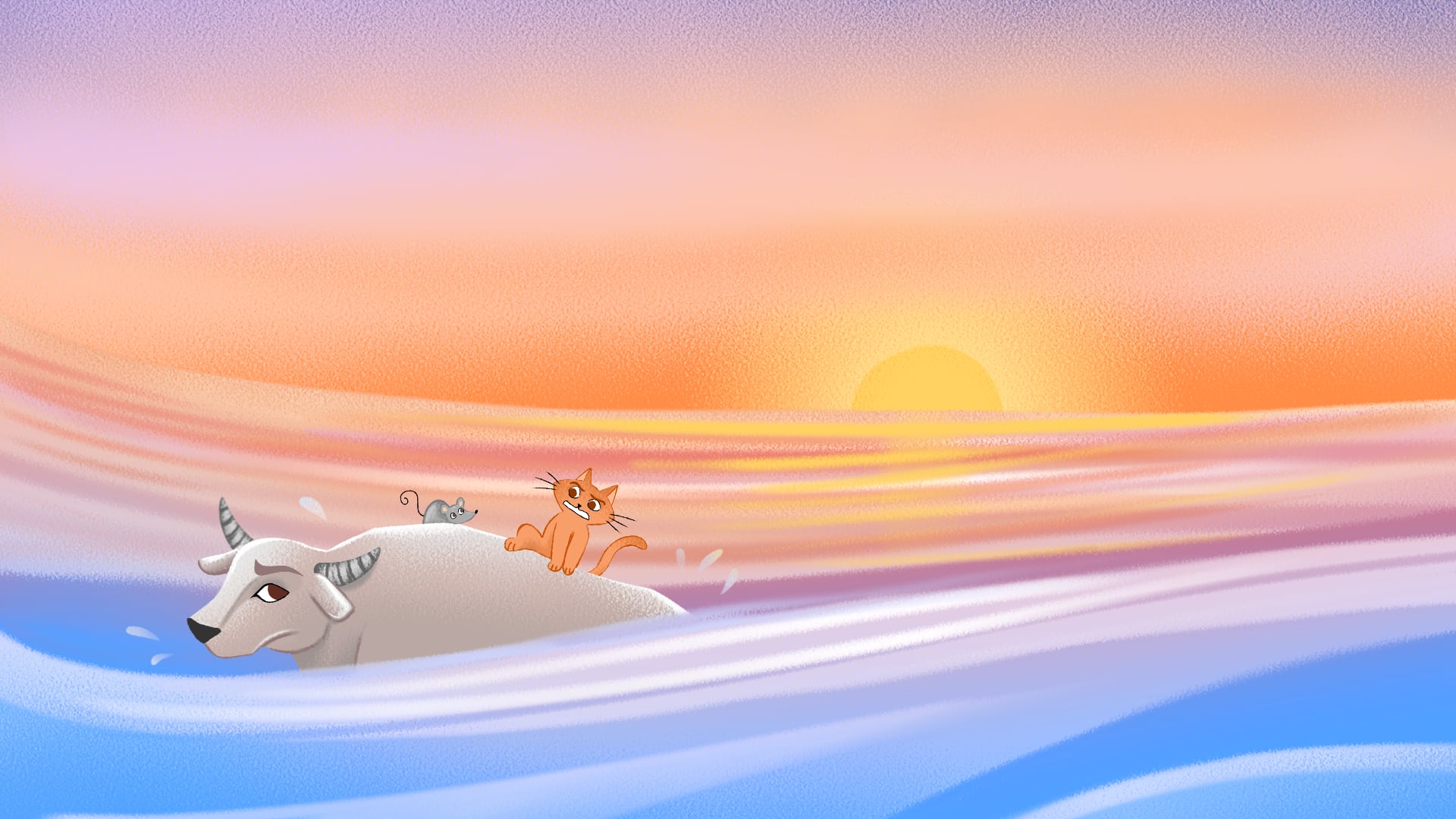 Ox Carries Cat and Mouse