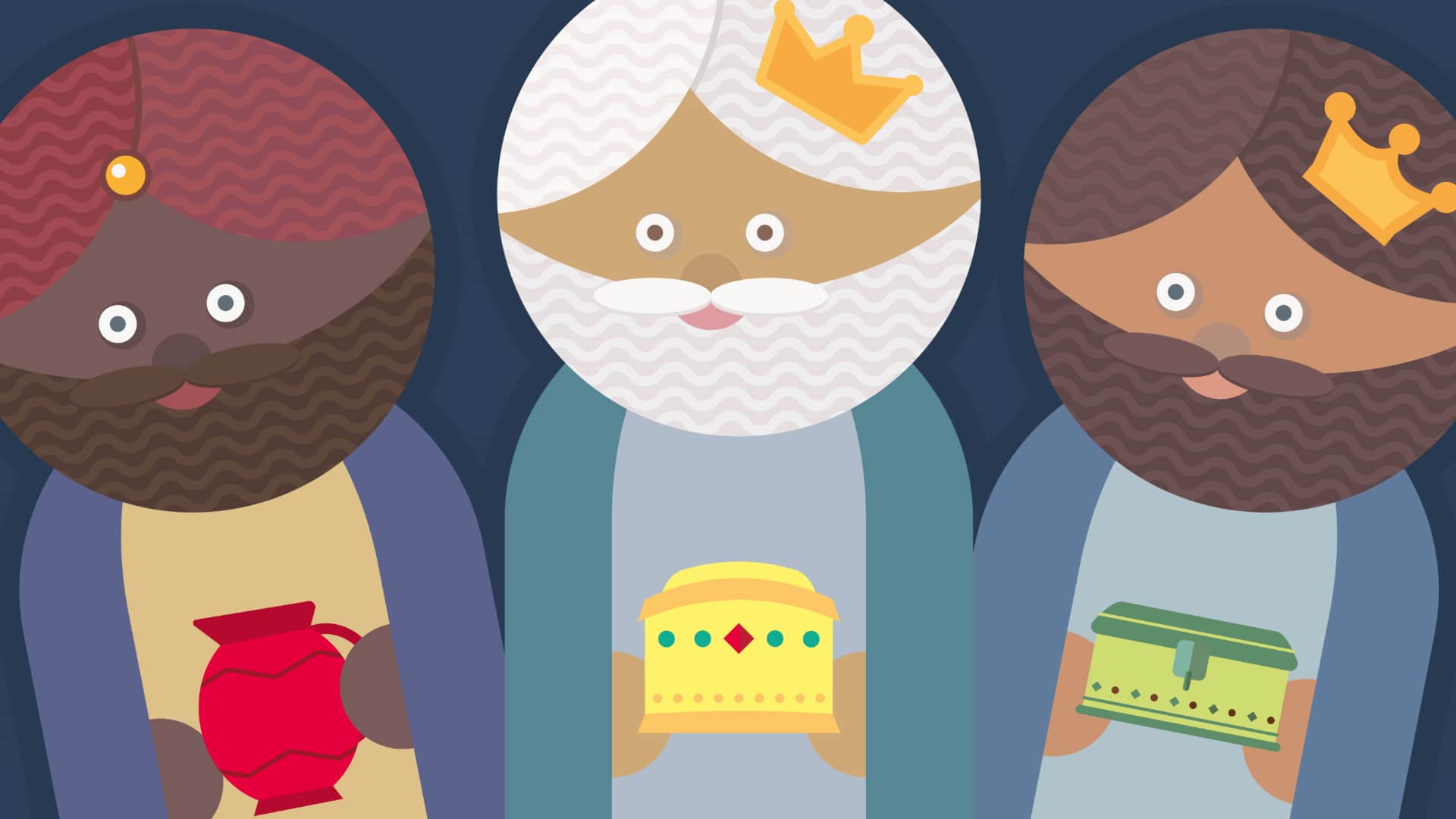 The Magi at Christmas with gifts