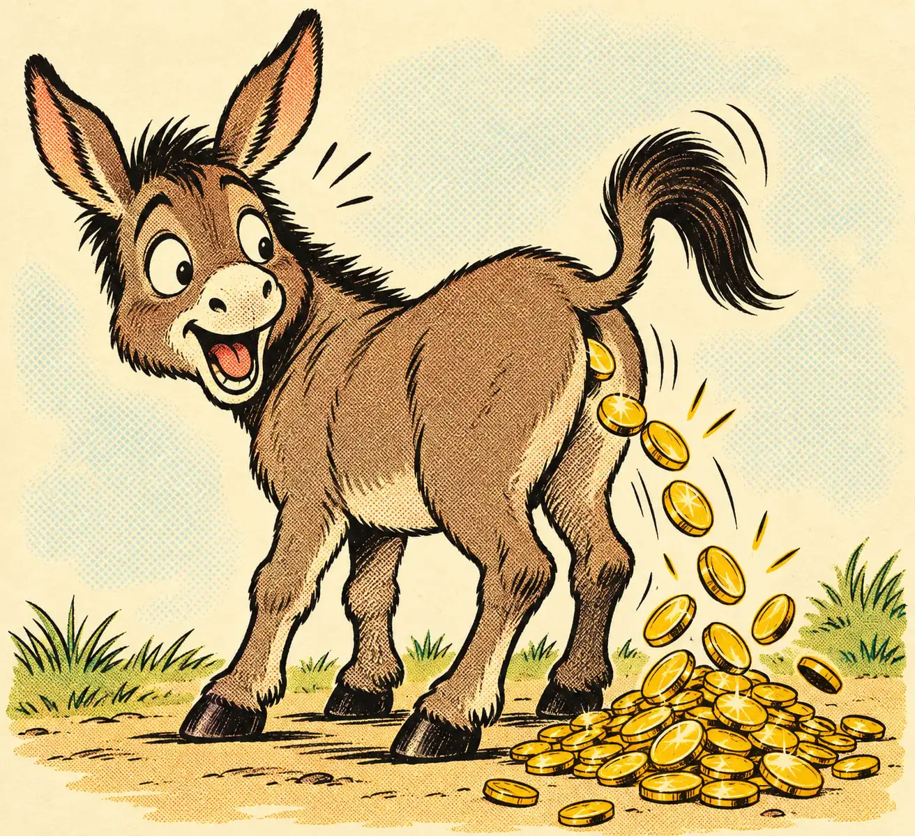 Donkey poops gold
