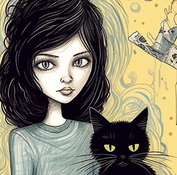 witch with cat - katie