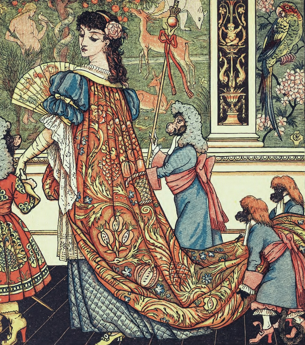 Beauty tries on fine clothes