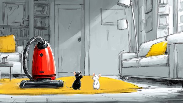 two mice and a vacuum cleaner