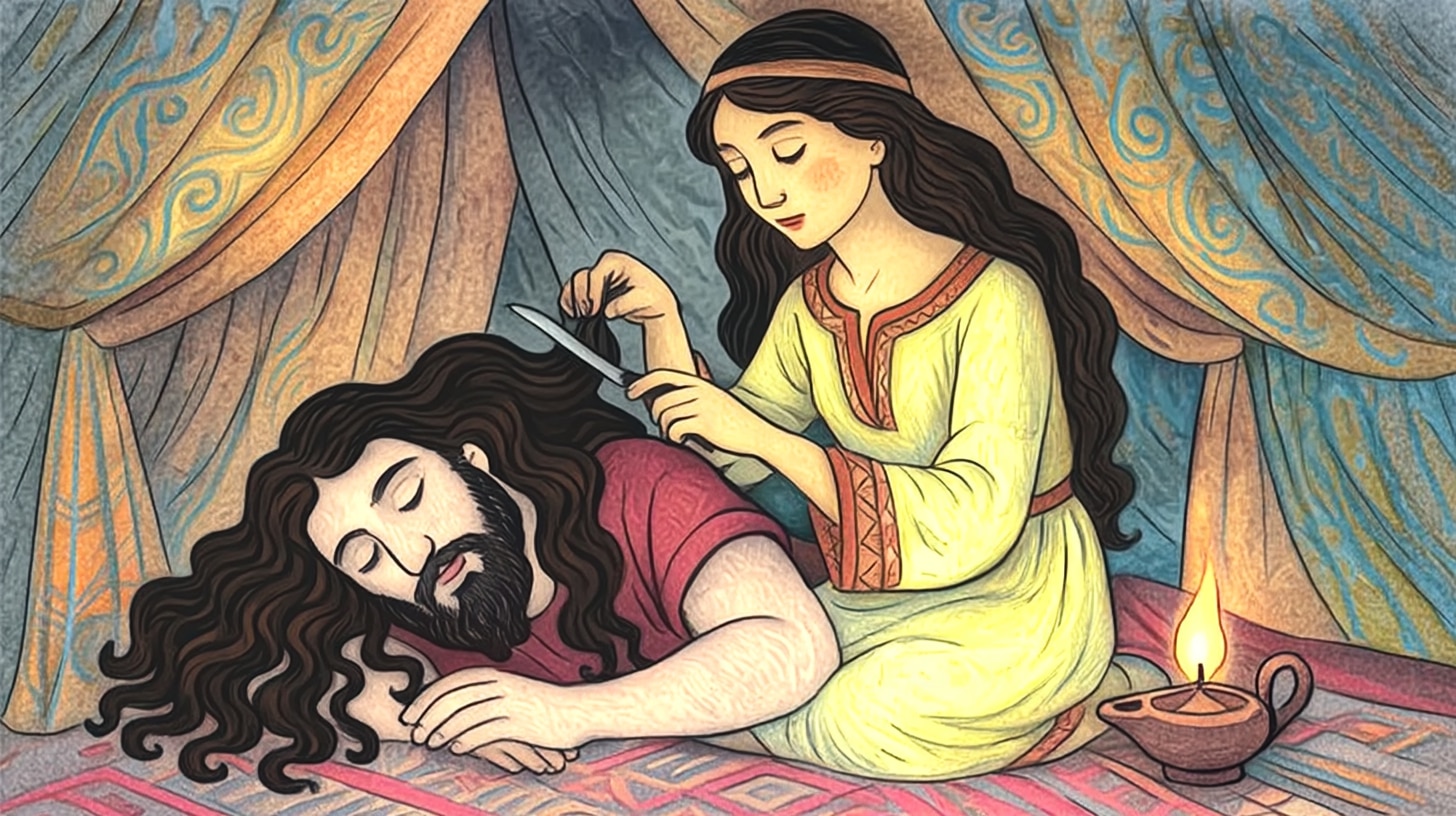 Delilah cuts Samson's hair