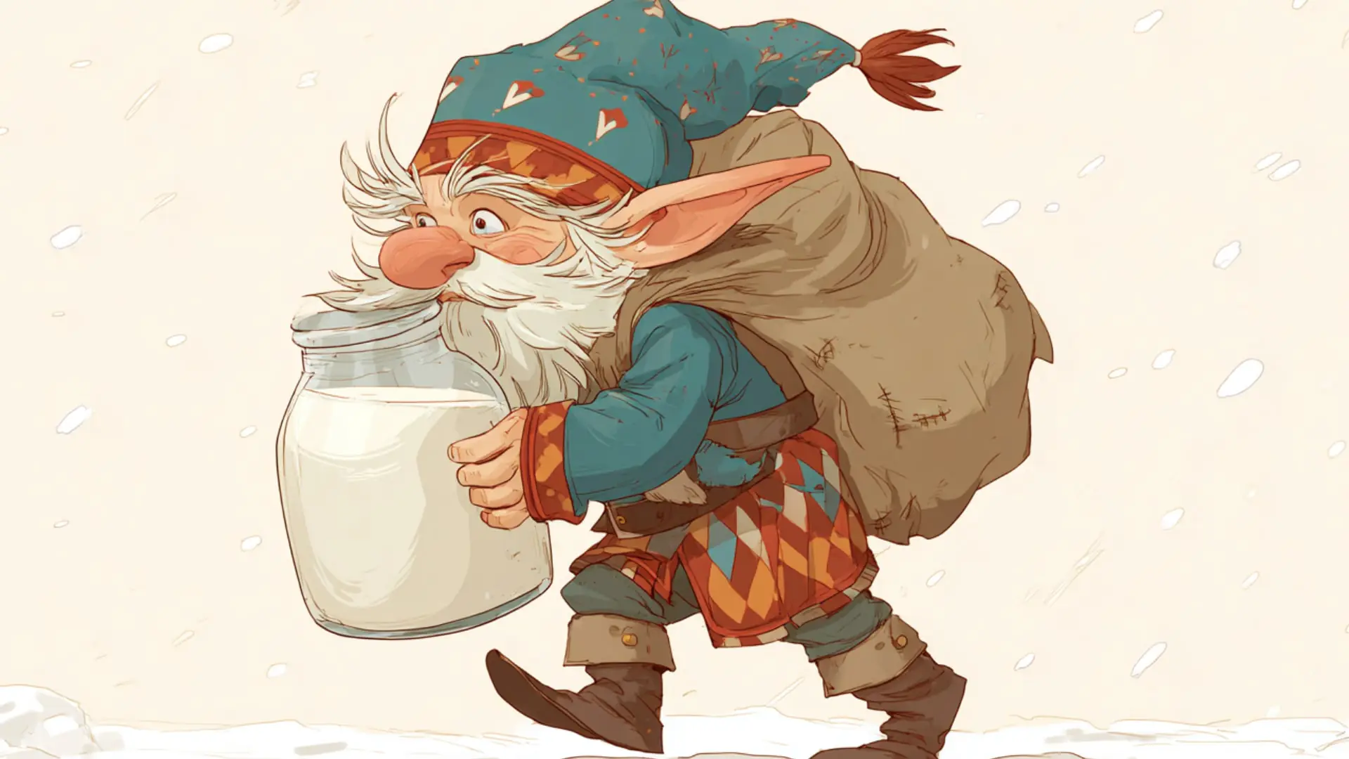 Giljagaur a Yuletide boy carrying milk