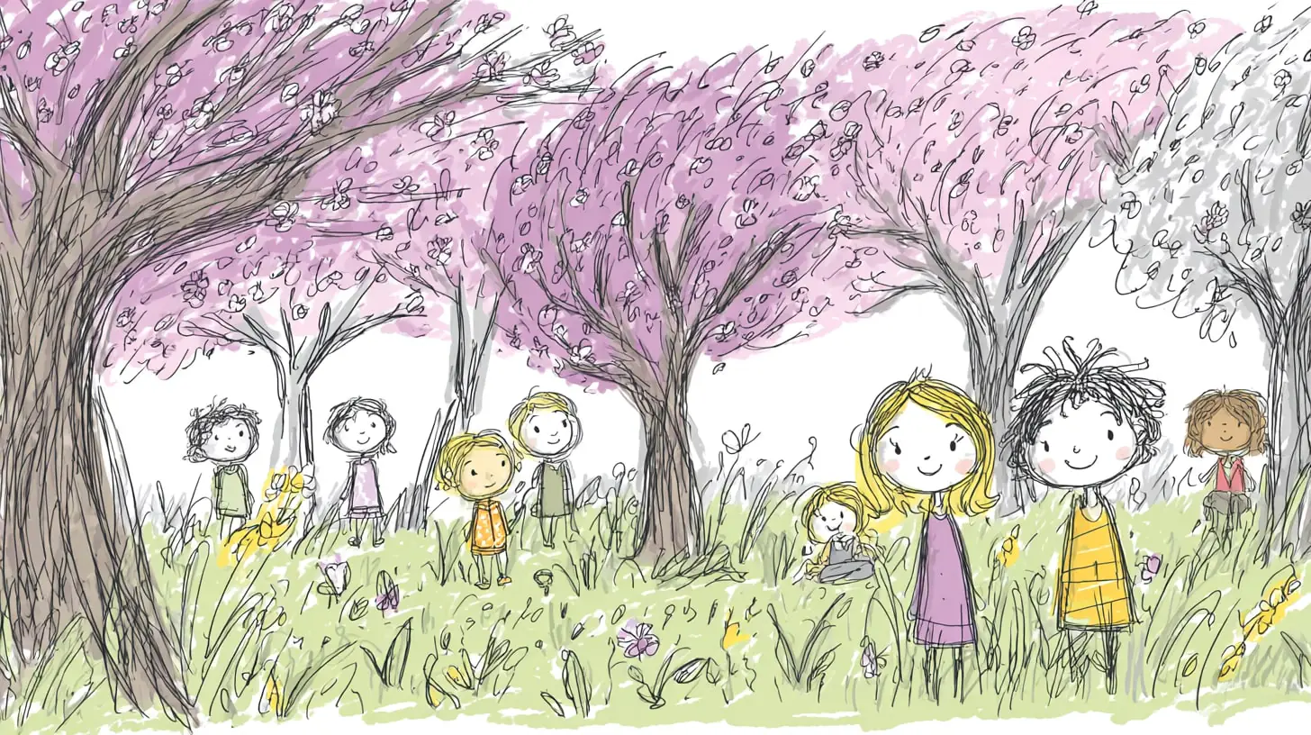 Children in lovely garden