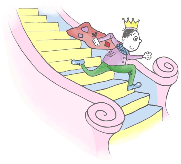 Prince Bertie runs downstairs