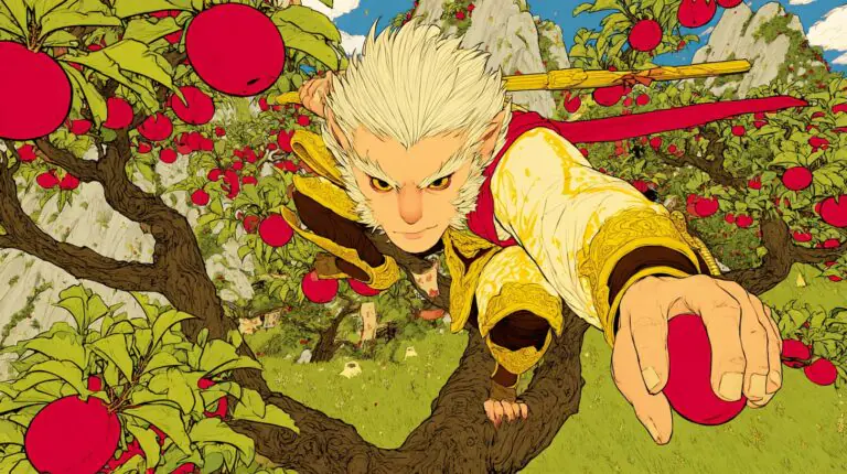 Sun Wukong the Monkey King in the imperial peach orchard