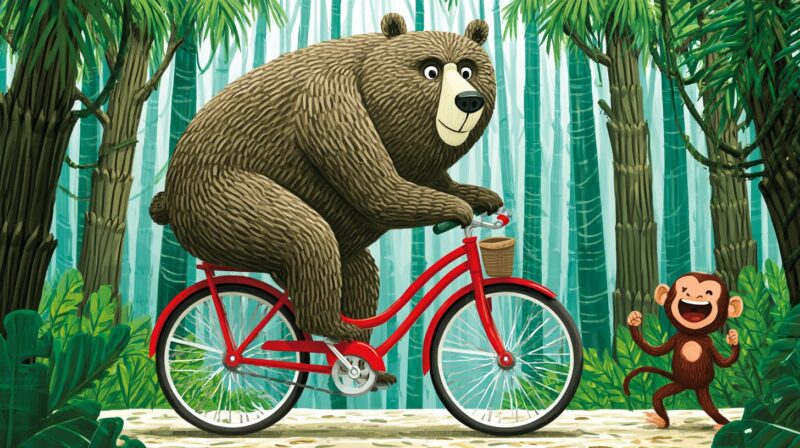 bear rides bike