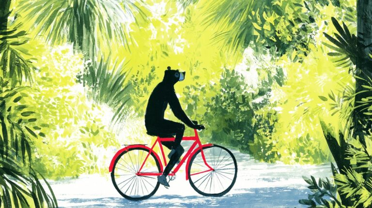 Bear rides bike