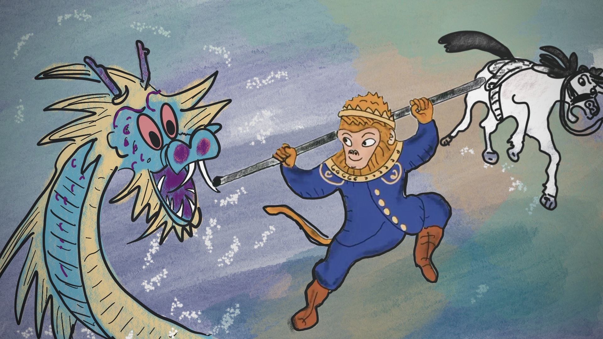 sun wukong fights dragon